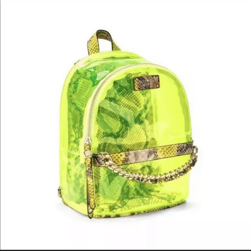 NWT! Victoria Secrets Clear Neon Mini Backpack